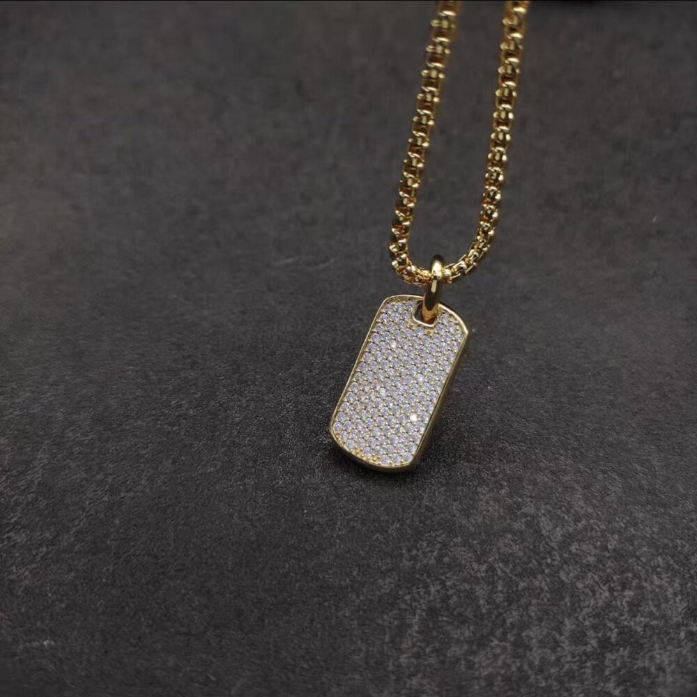 David Yurman Full-Diamond Rectangular Pendant Nec… - image 4